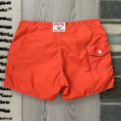 Vintage 70s 80s Birdwell Beach Britches Orange Nylon Board Shorts