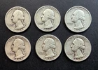 Lot of 6 Silver Washington Quarters  1934 1935 1935 1943 1942 1952 Silver .90