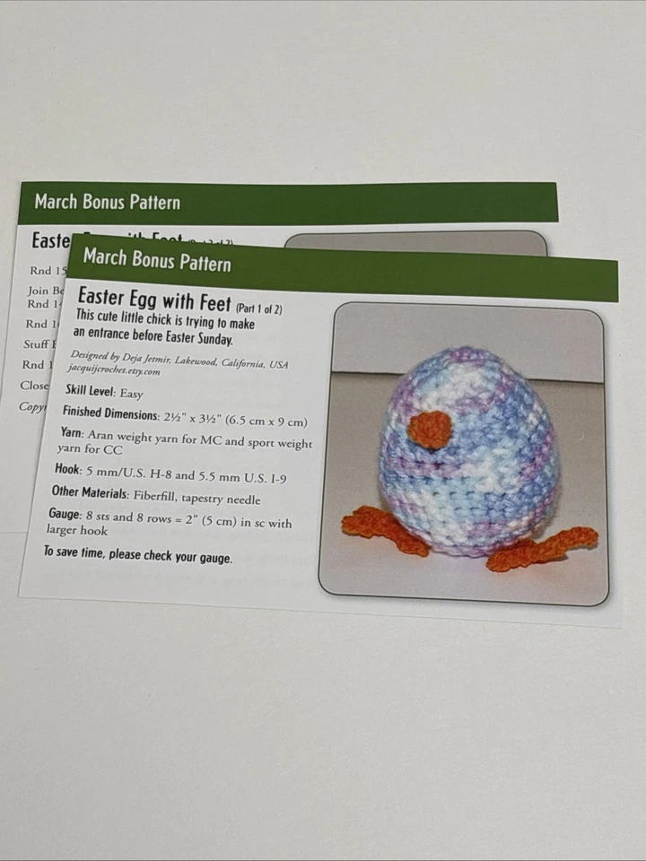 Easter Egg with Feet Crochet Pattern Cards Pages - Image 3 of 3