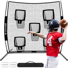 BAGAIL Football Throwing Net 5 Target Pockets 7x7FT Black