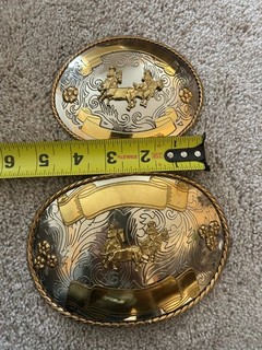 Lot of two montana silversmith two tone belt buckles different sizes IL19