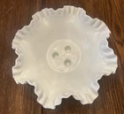 Fenton White Milk Glass Hobnail Ruffled Epergne 3 Horn Trumpet Vase BASE ONLY