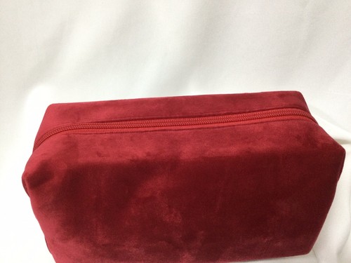 Rot Samt Reißverschluss oben Kosmetik Make-up Tasche Dopp Kit 9”x5”X3,5” Rechteck Neu Gold Tr - Bild 4 von 4