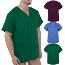 Unisex Lekarz Medycyna Pielęgniarka Mundur Topy Krótki rękaw Tunika Topy Koszula Bluzka