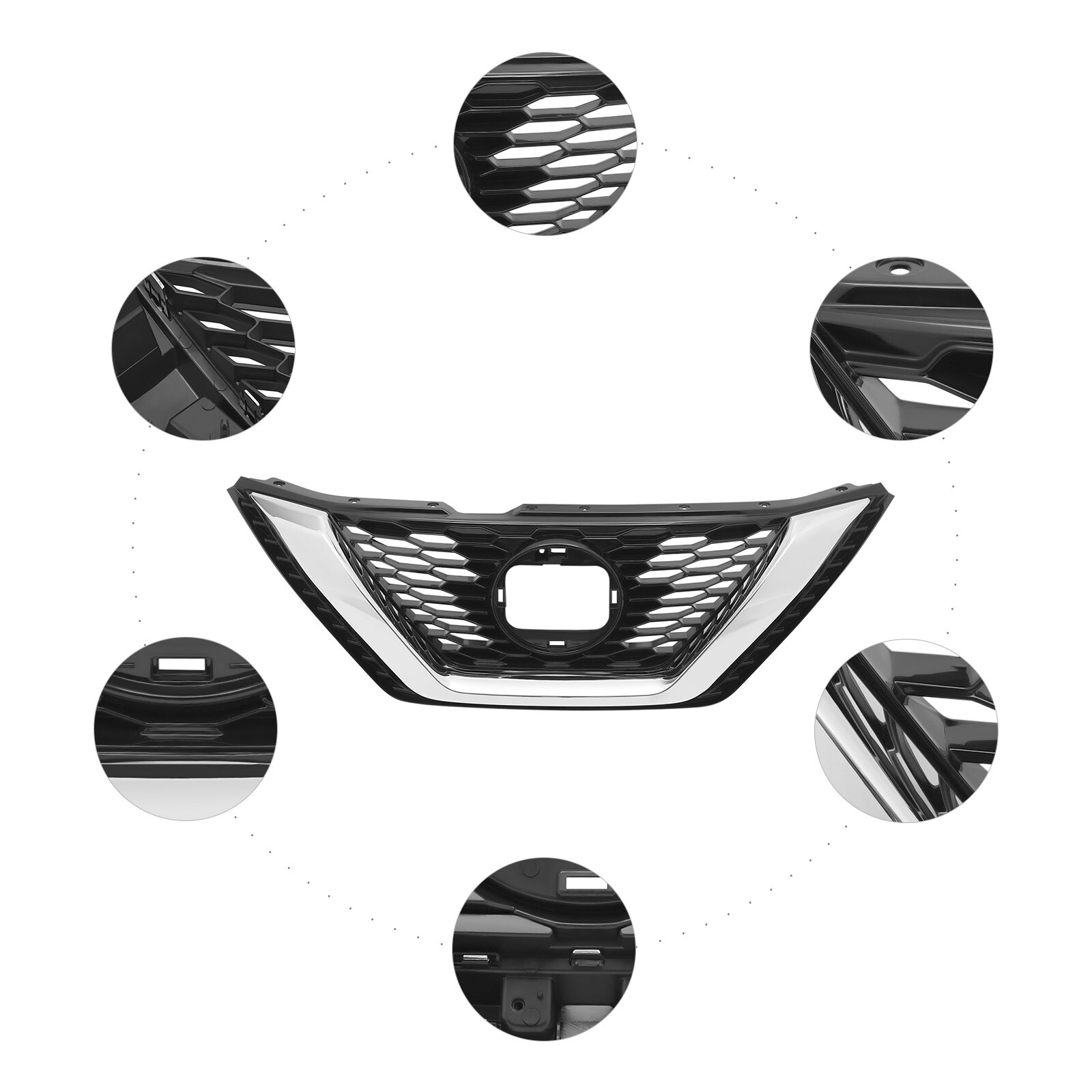 1Pcs For 2020 2021 Nissan Qashqai Rogue Sport Front Upper Grille Assembly Chrome