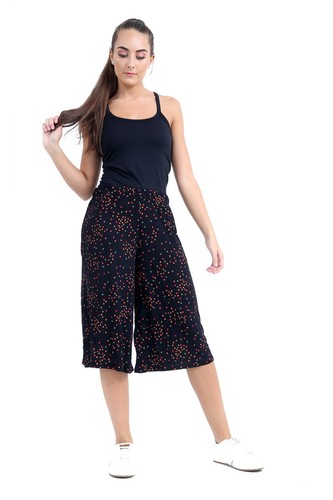 Womens Plus Size Flared Wide 3/4 Leg 