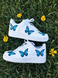 Nike Air Force 1 Personalizado 🦋 Mariposa Azul Bajo Zapatos Mujeres 🦋 |  eBay