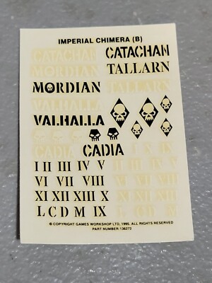 BAGE TRANSFERS TRANSFER SHEET WARHAMMER 40K IG IMPERIAL CHIMERA B