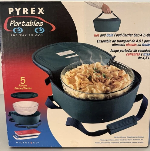 Vintage 1995 Pyrex Portables Round Dish 4.5 Qt. Glass Bowl With Lid Corning