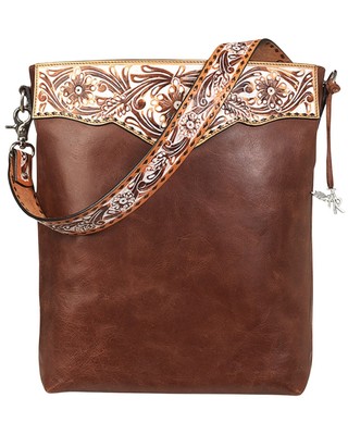 Angel Ranch Women's White Washed Daisy Crossbody Brown