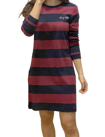 NWT Tommy Hilfiger Women's Long Sleeve Essential Stripe Tee T-Shirt Dress Medium image 7