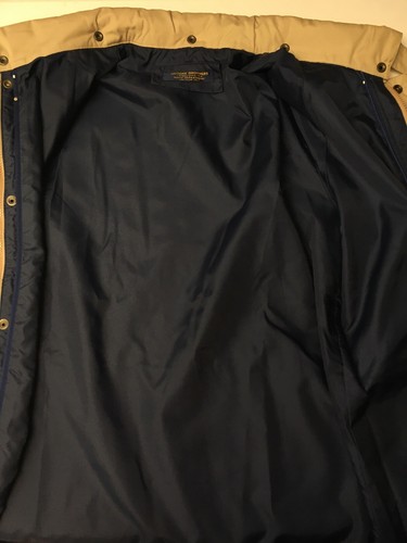 Vintage BROOKS BROTHERS KHAKI OVERCOAT Full-Zip RAGLAN CUT Hood S - Picture 11 of 12