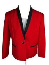 Sherbet Wms Sz 10 Red Black Trim Suit Separate Jacket S17