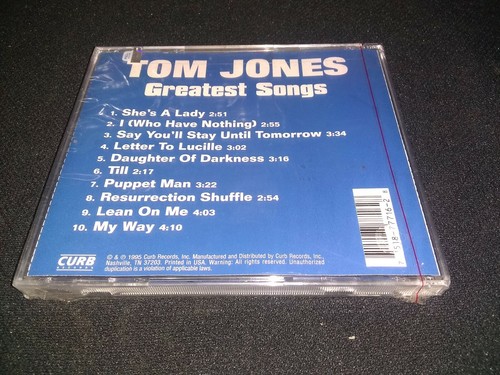 Greatest Songs by Tom Jones (CD, Jan-1995, Curb) - Picture 4 of 4