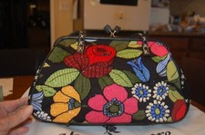 Isabella Fiore USA Vintage Designer Beaded Floral Purse  Storage Bag.