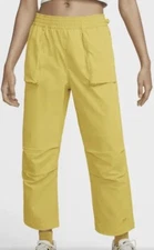 Women's XS Nike Tech Pack Mid Rise Woven Straight Pants DQ6659-719 Yellow
