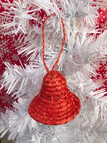 5 VINTAGE 60S 70S FESTIVE COLOURFUL STRAW GRASS BELL CHRISTMAS TREE DECORATIONS - Picture 2 of 21