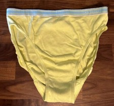 VTG Victoria's Secret Cotton Yellow Sig Band Hi-Leg Brief Panties L Rio