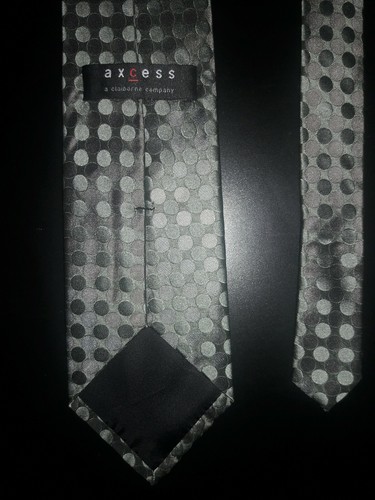AXCESS BY CLAIBORNE TIE GREEN TAN POLKA DOT SILK 58 x 3.50 100% SILK - Picture 3 of 3