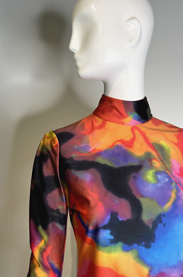 THIERRY MUGLER Vintage 1990s Psychedelic Top Size 38 France, Galaxy Clouds