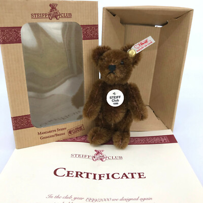 Steiff Club 1999 Teddy Bear Brown Mohair Plush 7cm Loyalty Gift