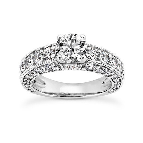 4,0 KT LABORGEFERTIGTER DIAMANT E/VVS2 RUNDSCHLIFF PLATIN 6 KRAPPEN VINTAGE AKZENT RING - Bild 6 von 9