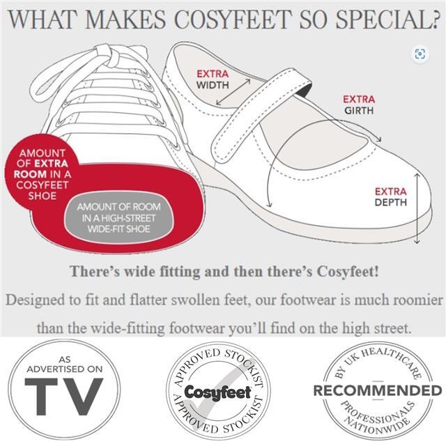 Cosyfeet Women's Shoe Koryl Wide Fit 6E Width Black UK Size 8 Extra