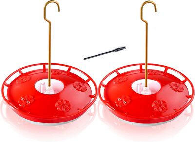 2 Pack Red Hummingbird Feeder Easy Fill Leak Proof Saucer Design 16 Oz