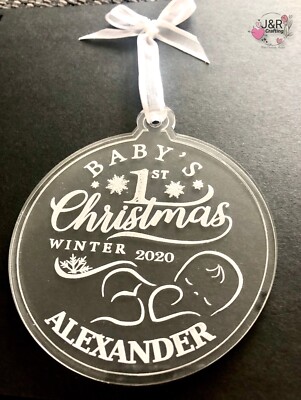 Personalisierte Baby erste Christbaumkugel Dekoration Acryl/Holz