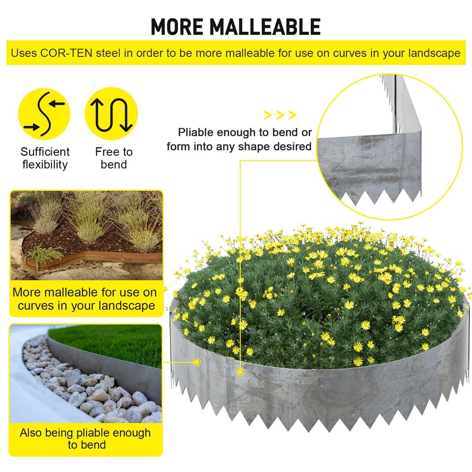 VEVOR Metal Landscape Edging Borders 6pcsx40x6 Inch Galvanized Steel