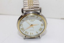 NICE ETHAN ELITE QUARTZ GOLD TONE  WRISTWATCH W/ STRETCH BAND