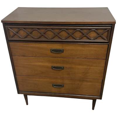 アメリカンヴィンテージチェスト　BASSETT　FURNITURE　ブラウン Bassett Furniture Tavern Walnut Brown MCM Full Bed Chest Dresser