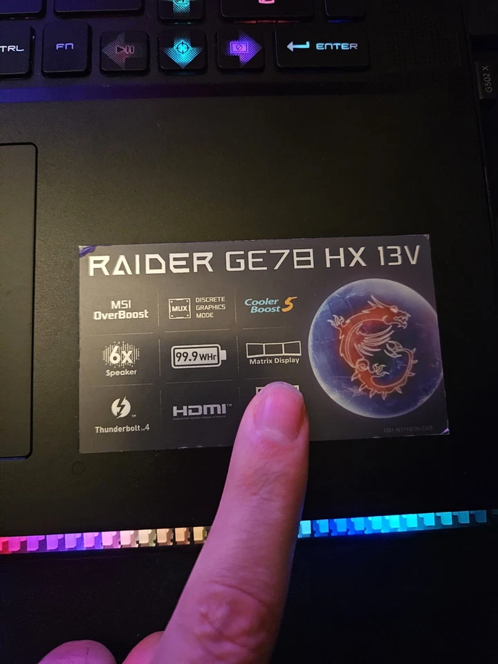 MSI Raider GE78HX QHD+ 240Hz Gaming Laptop i7-13700HX 16GB 1TB RTX 4070 8GB - Image 2 of 4