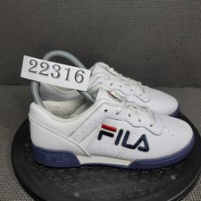 Fila Original Fitness Shoes Youth Sz 3 White Blue Low Top Sneakers Trainers
