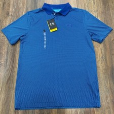 Under Armour UA Mens S Performance 3.0 GOLF Print Polo Shirt Blue UPF 40
