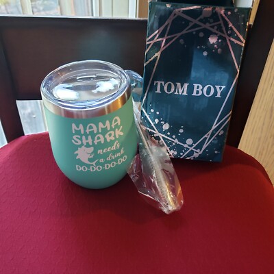 Wine Tumbler Mama Shark ''Mama Needs a Drink Do Do Do Do'' New In Box