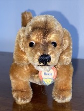 WOW VTG STEIFF 6" Dachshund Hexie Dog ALL ID Red Collar Chest Tag, Button Flag