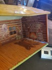 Vintage MARX Bar-M-Ranch Tin Litho Cowboy Log Cabin Dollhouse Metal Toy House — photo 6