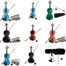 Full Size 4/4 Acoustic Basswood Violin Adult + Case + Bow + Rosin  Fast Shipping