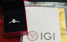 1ct Oval Lab-Grown Dia ring Size 9 – 14K WG with Igi cert - missing 1 side stone