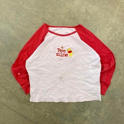 Vintage Disney Winnie the Pooh 90s Bee Mine Womens Baseball Longsleeve Shirt L