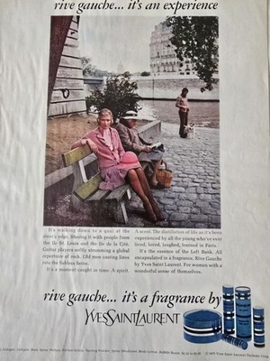 1973 Yves Saint Laurent Rive Gauche Powder Perfume Vintage ad 
