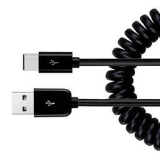 USB Cable Coiled Type-C Charger Cord USB-C for Cell Phones