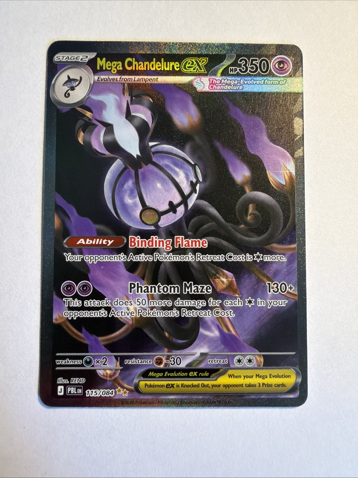 Pokémon Mega Chandelure ex 115/084 Special Illustration Rare Pitch Black $0 Ship