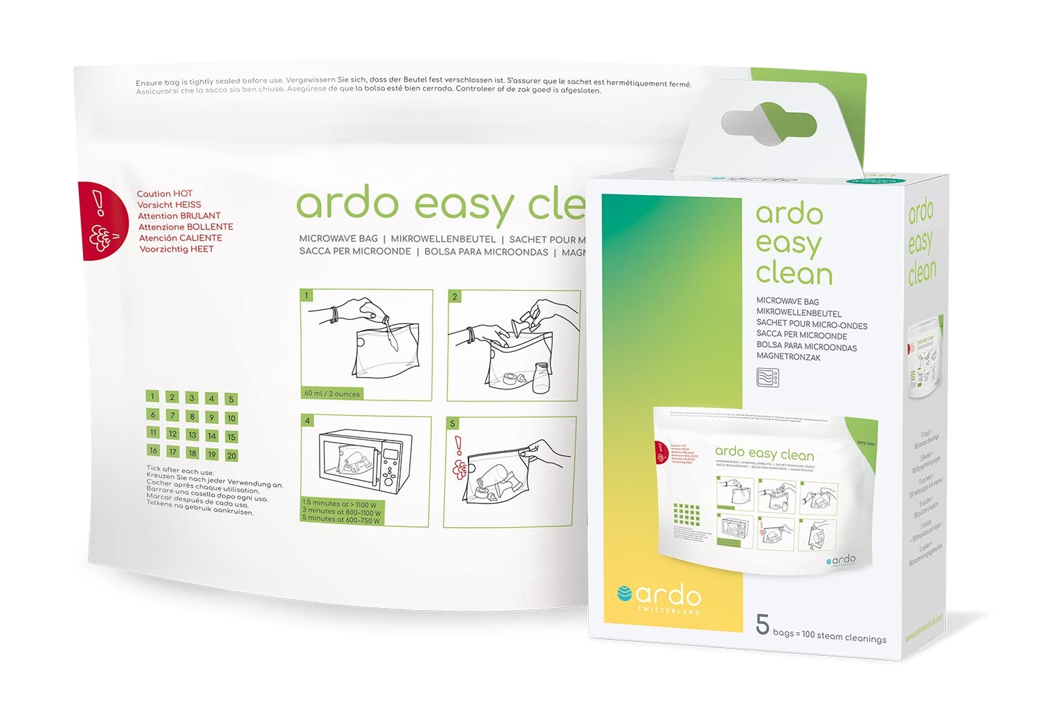 ARDO Microwave Bottle Sterilizer Fast and Easy Breast Pump Cleaning Kit