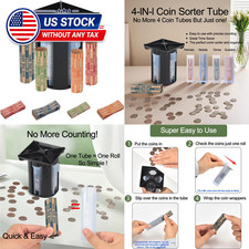 Coin Counter and Sorter Tube 4 in 1 Change Machine with 80 Coin Wrappers
