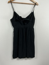 Womans Old Navy Mini Sun Dress Medium Black Spaghetti Straps Bow
