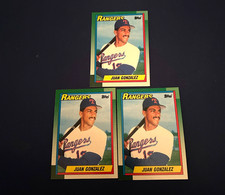 1990 Topps Baseball Juan Gonzalez Rookie 3 Card Lot #331 Set Break NM