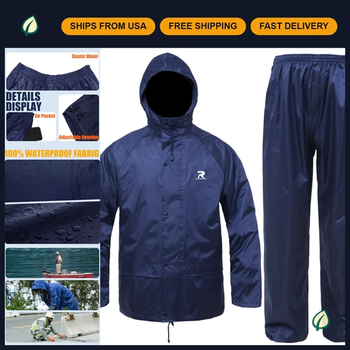 High Visibility Reflective Rain Suit Jacket & Pants - Safety Waterproof Gear - product listing photo