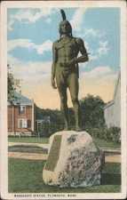 Massasoit Statue,Plymouth,MA Plymouth County SMITH'S BOOK STORE Vintage Postcard